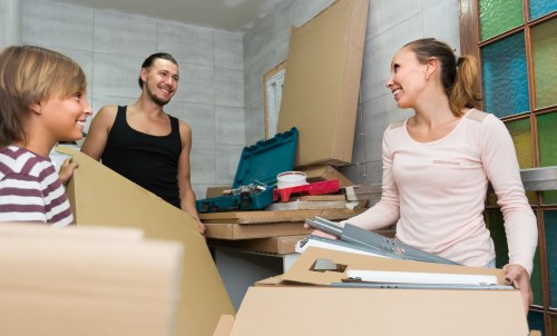 Boxes and household items organized in a secure Marksgate Storage unit