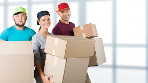 Packed household items arranged for transport during a small move